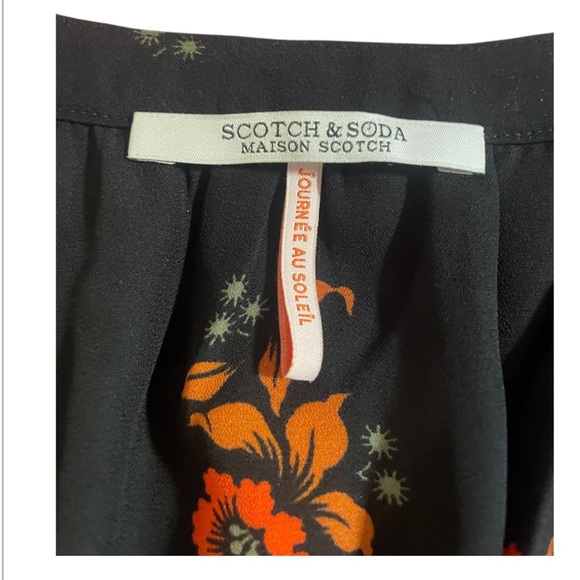 Scotch & Soda Black and Red Wrap Blouse Long Sleeve - Picture 4 of 9